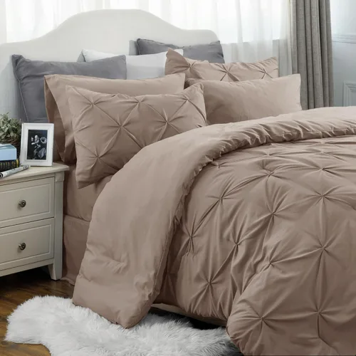 Miniatura 24 de Bedsure - Juego de edredón tamaño matrimonial verde azulado - Juego de ropa de cama tamaño matrimonial en una bolsa de 7 piezas, juego de cama 14