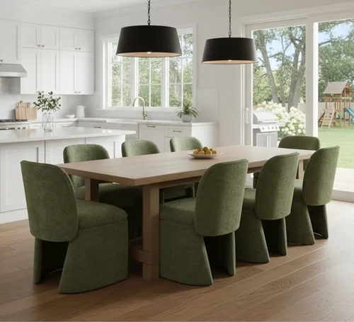 Miniatura 19 de Hyfirm Juego de 4 sillas de comedor tapizadas modernas, sillas de comedor laterales de chenilla, sillas de cocina sin brazos, sillas Parsons