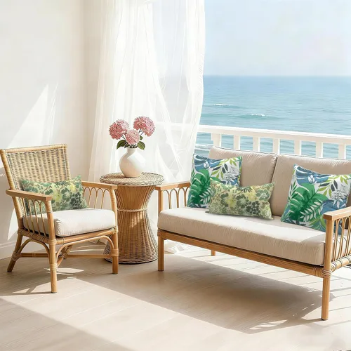 Miniatura 63 de Juego de 2 almohadas para exteriores de 16 x 16 pulgadas, repelentes al agua con interiores, para muebles de patio, hogar, jardín, geometría bohemia