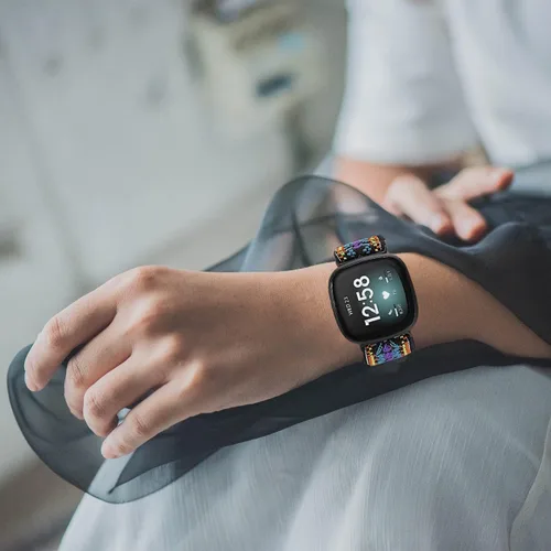Miniatura 5 de Paquete de 8 bandas elásticas compatibles con Fitbit Versa 3 y Fitbit Versa 4, Fitbit Sense y Fitbit Sense 2, pulsera deportiva ajustable de nailon