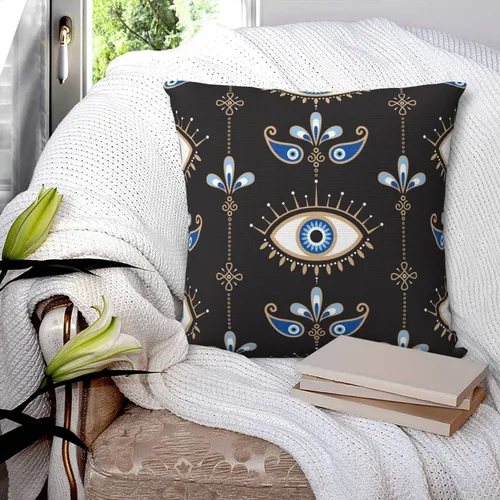 Miniatura 7 de Funda de almohada decorativa con símbolo oculto de mal de ojo, fundas de almohada cuadradas estándar para sofá, cama, 18 x 18 pulgadas