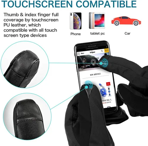 Miniatura 5 de Guantes de esquí Unigear impermeables para pantalla táctil, guantes de snowboard, para clima frío, para hombres y mujeres.