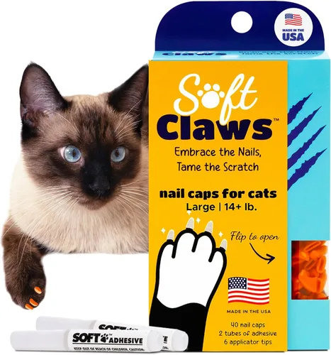 Miniatura 32 de Tapas de uñas Soft Claws para gatos pequeños – (40 tapas, negro) - Fabricado en EE. UU. - Desarrollado por veterinarios, no tóxico Protege muebles