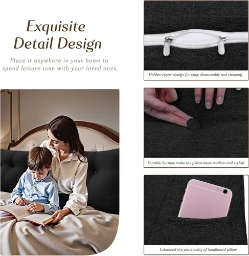 Miniatura 3 de Almohada de Cuña para Cabecero - Almohada Triangular para Cabecero de Cama, Almohada de Cuña para Descanso en la Cama, para Sentarse en la Cama