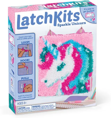 Kits de Gancho de Pestillo LatchKits para Niños – Manualidades para Niños, Artes y Manualidades, Arte con Hilo, Colgantes de Pared y Mini-Alfombras,
