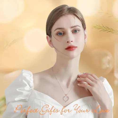 Miniatura 8 de Hidepoo Collares con inicial de corazón de rosa, regalos para mujer, plata de ley S925, collar con colgante de corazón, joyería para el día