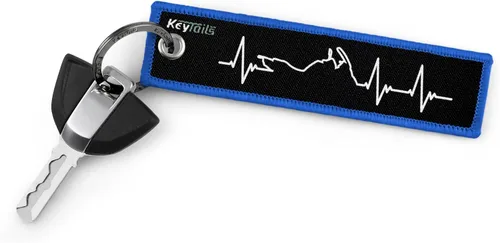 Miniatura 2 de KEYTAILS Llaveros de calidad premium para motocicleta, coche, scooter, ATV, UTV [aventura, deporte dual, latido del corazón] Azul