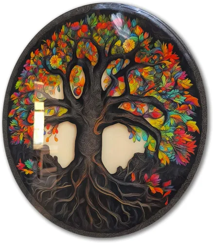 Miniatura 4 de Árbol de la vida, arte de pared de vidrio templado, pintura abstracta para pared, decoración del hogar, regalo de inauguración de la casa, colgantes