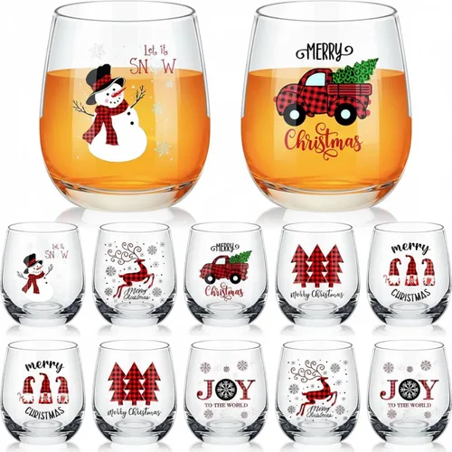 Miniatura 7 de Zhehao 12 vasos de vino sin tallo de Acción de Gracias de 12 onzas, vasos de calabaza y pavo, vasos de vacaciones, regalos ideales para otoño