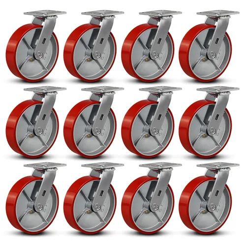 Miniatura 33 de Ruedas industriales de 4 x 2 pulgadas, ruedas resistentes, ruedas de poliuretano, capacidad de hasta 3200 libras. Uso para camión de plataforma