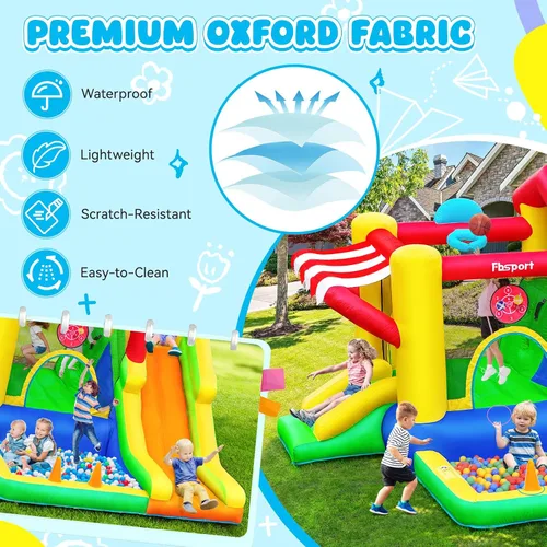 Miniatura 8 de FBSPORT - Castillo inflable con tobogán para niños, casa hinchable para saltar con soplador de aire, para interiores y exteriores, con fosa