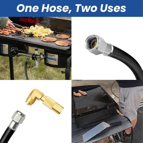 Miniatura 5 de Manguera adaptadora de propano de 5 pies con regulador para parrilla Blackstone de 17/22 pulgadas, regulador de parrilla de gas y manguera