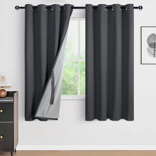 Miniatura 128 de DWCN Cortinas 100% opacas de 84 pulgadas de largo para dormitorio con forro negro, paneles de cortina de ventana de doble capa con aislamiento Azul