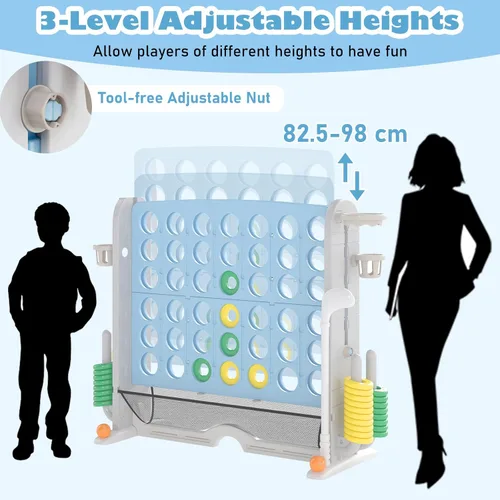 Miniatura 4 de KOTEK Juego gigante de 4 en fila, altura ajustable, juego de patio jumbo de 4 en puntuación con lanzamiento de anillo, baloncesto, golf, bolsillo