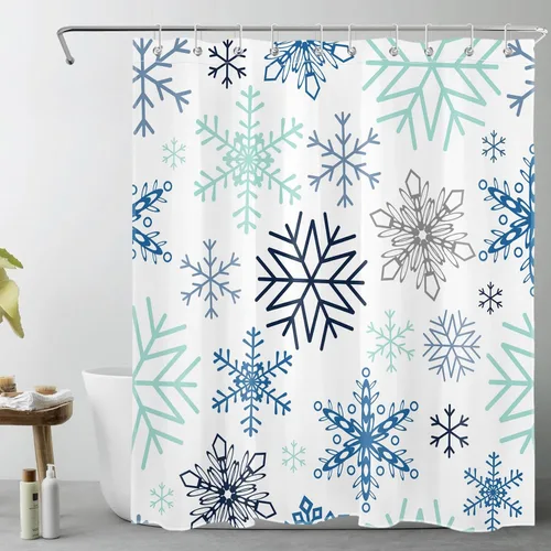 Miniatura 10 de LB Cortina de ducha de Feliz Navidad, bola de Navidad blanca y dorada sobre cortina de ducha negra para baño, 60 x 72 pulgadas, tela de poliéster