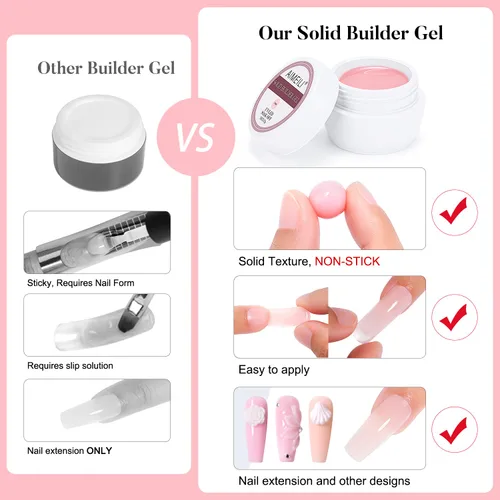 Miniatura 5 de AIMEILI Gel de uñas sólido sin hema, 2 unidades, libre de crueldad, vegano, gel duro transparente para uñas, geles de escultura 3D, no pegajoso