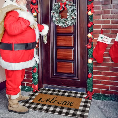 Miniatura 3 de Tapete de bienvenida para interiores y exteriores, resistente a cuadros, tapete de bienvenida para puerta delantera, antideslizante, duradero
