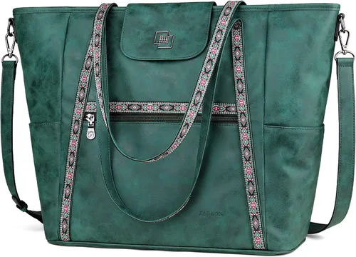 Miniatura 15 de FADEON Bolso Grande para Laptop de Cuero para Mujer, Bolso de Mano de Diseño, Mochila de Viaje a la Moda, Bolso de Hombro 1 estilo retro marrón