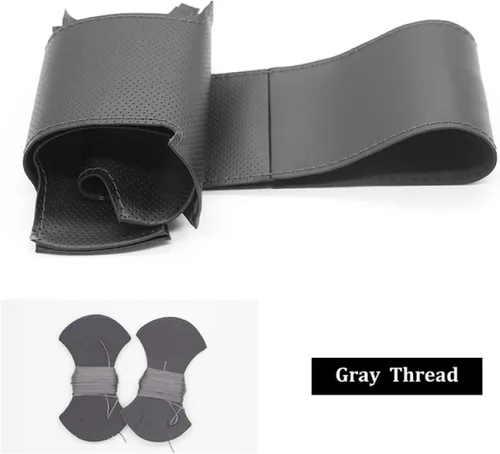 Miniatura 2 de Hand-Stitched Black Leather Car Steering Wheel Cover, for Opel Astra K Corsa E Crossland X Insignia CT B Karl Zafira DIY Breathable Steering Wheel