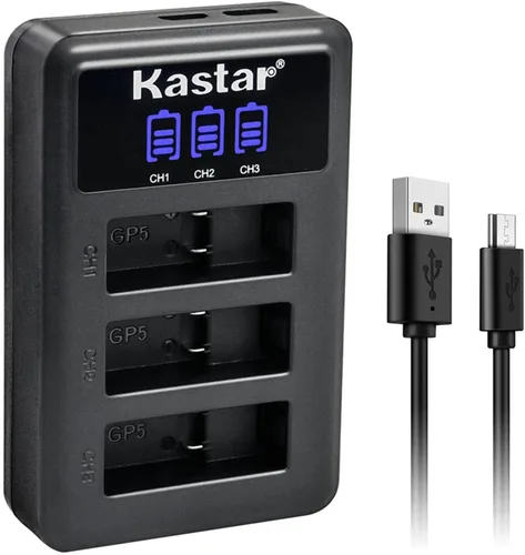 Kastar Cargador de batería LCD triple USB compatible con cámara de acción Gopro Hero 8, cámara de acción Hero 7, cámara de acción Hero 6, cámara de