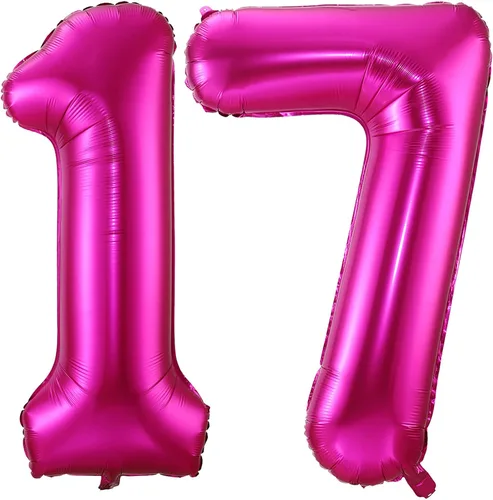 Miniatura 27 de Globo de cumpleaños de 40 pulgadas de color rosa intenso con el número 0, globos grandes de Mylar para fiesta de cumpleaños, aniversario, festival