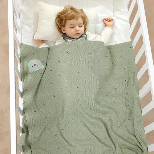 Miniatura 2 de mimixiong Manta de algodón orgánico para bebé, de punto neutro, suave, para cuna, cuarto de bebé, bebé, bebé, niña, 40 x 30 pulgadas (verde)