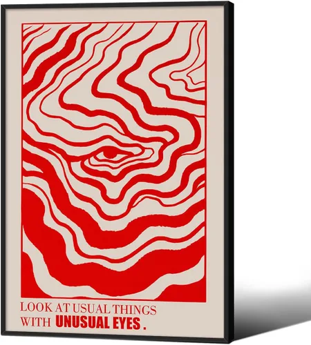 Miniatura 15 de Medpol Lienzo retro rojo abstracto de ojos para pared, póster hippie trippy, citas de afirmación, decoración de pared de los años 60 y 70