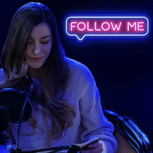 Miniatura 3 de Lumoonosity Letrero de neón Follow Me – Luces de neón «Follow Me» alimentadas por USB para transmisores/influenciadores/jugadores, letreros LED