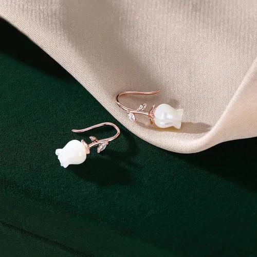 Miniatura 4 de Reffeer Aretes de plata de ley 925 maciza con diseño de flores para mujer