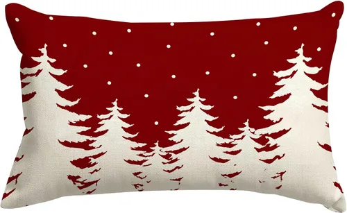 Miniatura 10 de SPXUBZ Funda de almohada de algodón con diseño de copo de nieve azul, Feliz Navidad, decoración del hogar, funda de cojín rectangular
