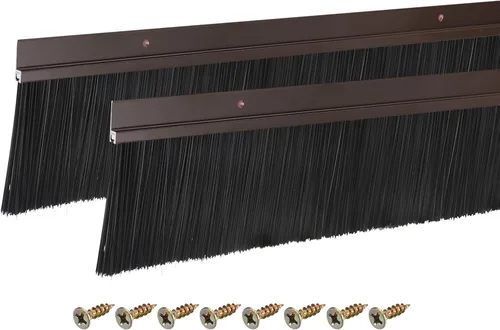 Miniatura 15 de uxcell 2 piezas cepillo de puerta barrido inferior forma H base de aleación de aluminio con cepillo de nailon de 0.4 pulgadas para hogar, industrial