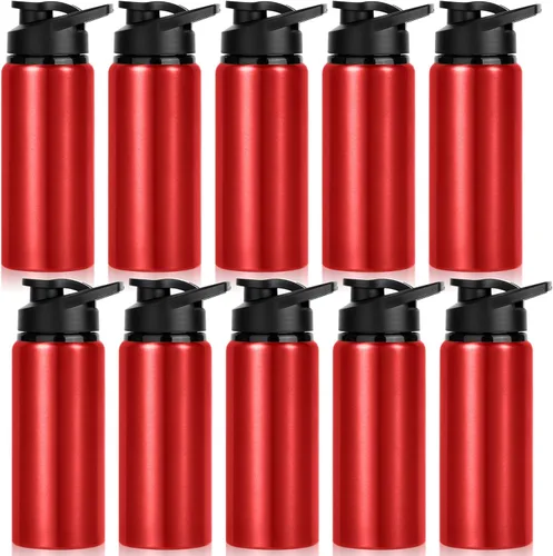 Miniatura 10 de Paquete de 10 botellas de agua a granel, botellas de agua deportivas de aluminio de 20 onzas con tapas a presión, botellas de agua reutilizables