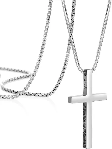 Collar con dije de cruz cristiana para hombre de acero inoxidable chapado en oro o plata o negro religioso y minimalista para joyería de bautismo o