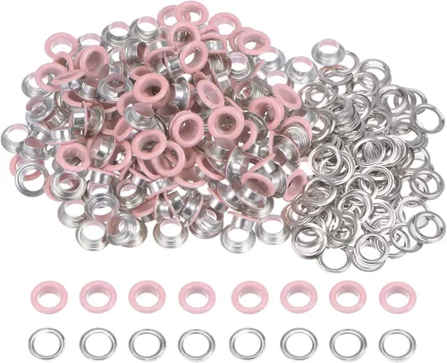 Miniatura 6 de HARFINGTON Juego de 200 ojales redondos de color de 0.394 pulgadas, ojales metálicos con arandelas para álbumes de recortes, zapatos, ropa, lona