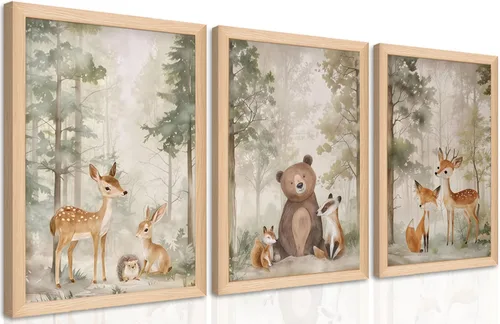 Miniatura 10 de Conjunto de 3 cuadros de arte de pared de osos de rugby deportivos para guardería – Cuadros de osos bebés vintage bonitos, pinturas, pósteres