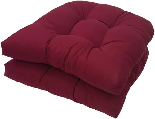 Srutirbo Juego de 2 cojines de asiento para sillas de exterior, impermeables, 19 x 19 pulgadas, en forma de U, para sillas de patio y sillas Rojo