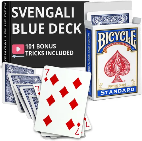 Miniatura 50 de Ted's Sterling Magic Precision Blue Rider Back Bicicleta Svengali Deck con instrucciones para más de 100 trucos (2 de clubes)