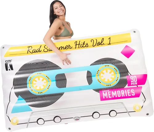 BigMouth Inc. Flotador gigante retro para piscina, balsa inflable de más de 5 pies de largo, juguete inflable duradero para fiesta de verano