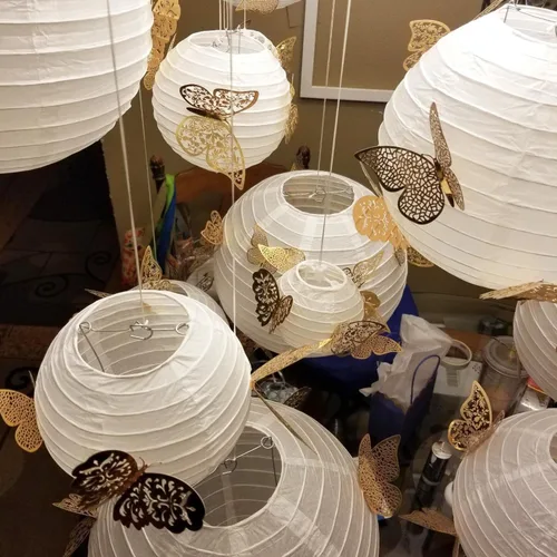 Miniatura 8 de Paquete de 30 linternas redondas blancas elegantes de 12 pulgadas para fiestas, bodas, cumpleaños