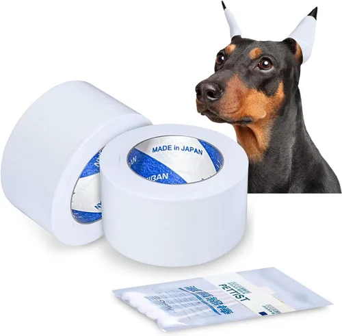 Miniatura 9 de Cinta adhesiva para los oídos para perros, 1 paquete con hisopos de algodón limpiador de oídos para perros, cinta de algodón autoadhesiva