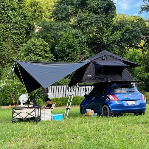 Miniatura 4 de Toldo para Automóvil Camping SUV Refugio Solar Impermeable Universal Carpa Toldo Anti-UV para Furgoneta Autocaravana Caravana Camión Vehículo Negro
