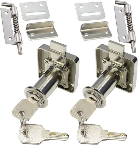 Miniatura 11 de Cerradura de seguridad pesada para armario con llaves (con llave similar), puerta doble individual, uso general, se adapta a paneles de madera