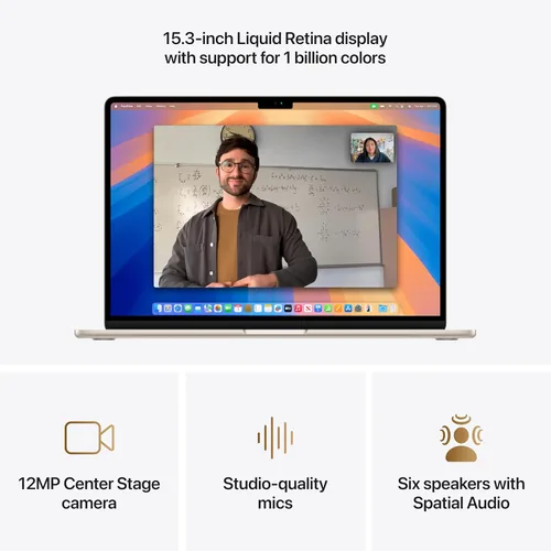 Miniatura 4 de Apple MacBook Air 2025 Laptop de 15 pulgadas con chip M4: Diseñada para Apple Intelligence, Pantalla Liquid Retina de 15.3 pulgadas, Memoria Luz