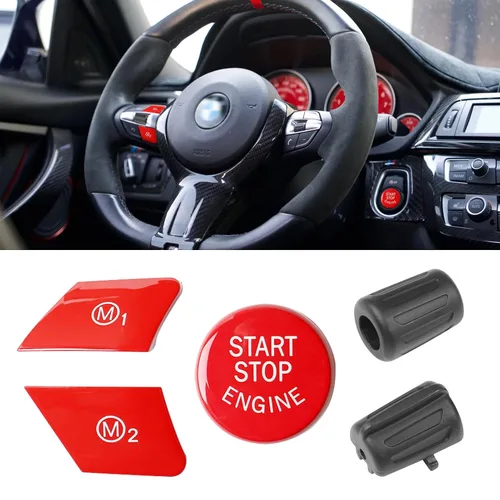 Jaronx Compatible con botones BMW M1 M2, botón rojo deportivo de control de crucero activo de inicio/parada para BMW M3 F30 F80/M4 F32/M5 F10/M6 F06