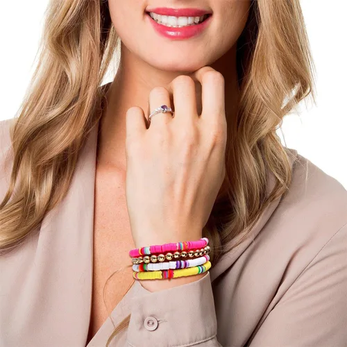 Miniatura 49 de Surfer Heishi - Pulseras apilables para mujer, apilables, de vinilo arcoíris, disco de arcilla, pulseras elásticas para la amistad, joyería bohemia