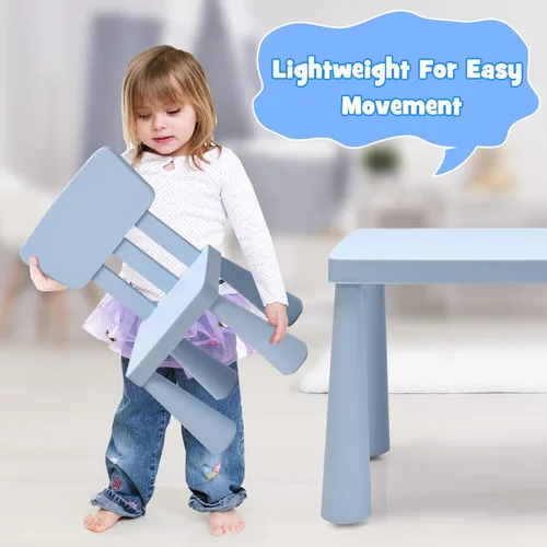 Miniatura 5 de HONEY JOY Juego de mesa y silla para niños, mesa de actividades de plástico para niños y 2 sillas para manualidades artísticas, mesa fácil