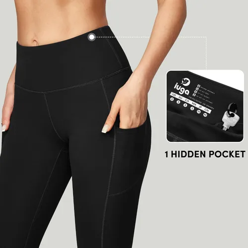 Miniatura 4 de IUGA Pantalones deportivos para yoga y entrenamiento para mujer, de talle alto, con control de abdomen, bolsillos, tela elástica en 4direcciones