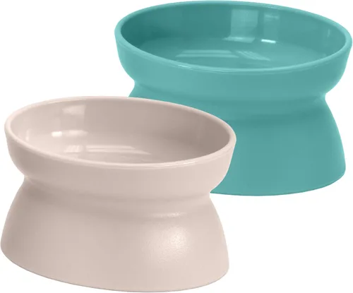 Miniatura 7 de Kitty City Cuencos elevados para gatos (juego de 2), platos elevados para alimentos y agua para gatos, diseño moderno de pedestal, aptos para Pastel