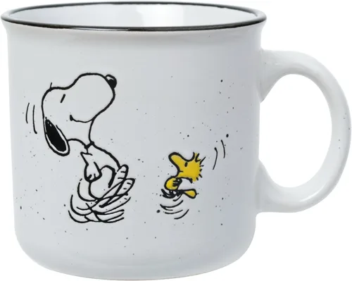 Miniatura 23 de Silver Buffalo Peanuts Snoopy - Tarro de cristal con tapa y pajita, 21 onzas