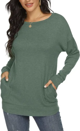 YSYOKOW Women Long Sleeve Shirts Casual Tops Dressy Blouses Fashion Tunic with Pockets